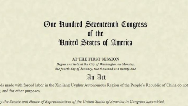 The United States formally signed a ban on the import of Xinjiang products